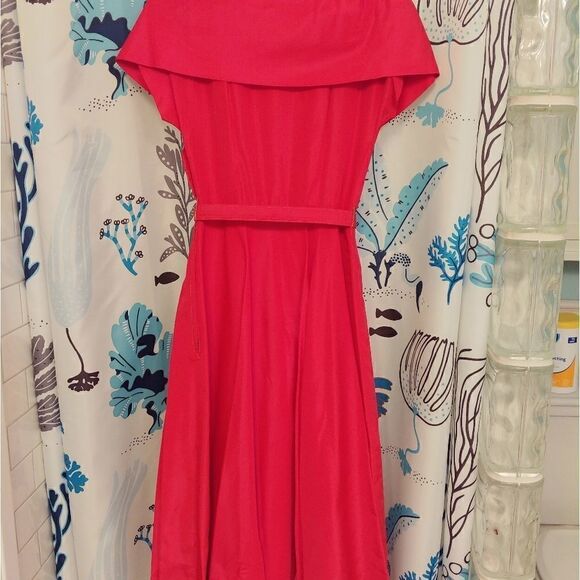 Vtg 50s Gigi Young Red Acetate Rockabilly Dress - Picture 3 of 8